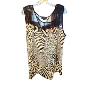 Ping Animal Print Sleeveless Top with Black Mesh